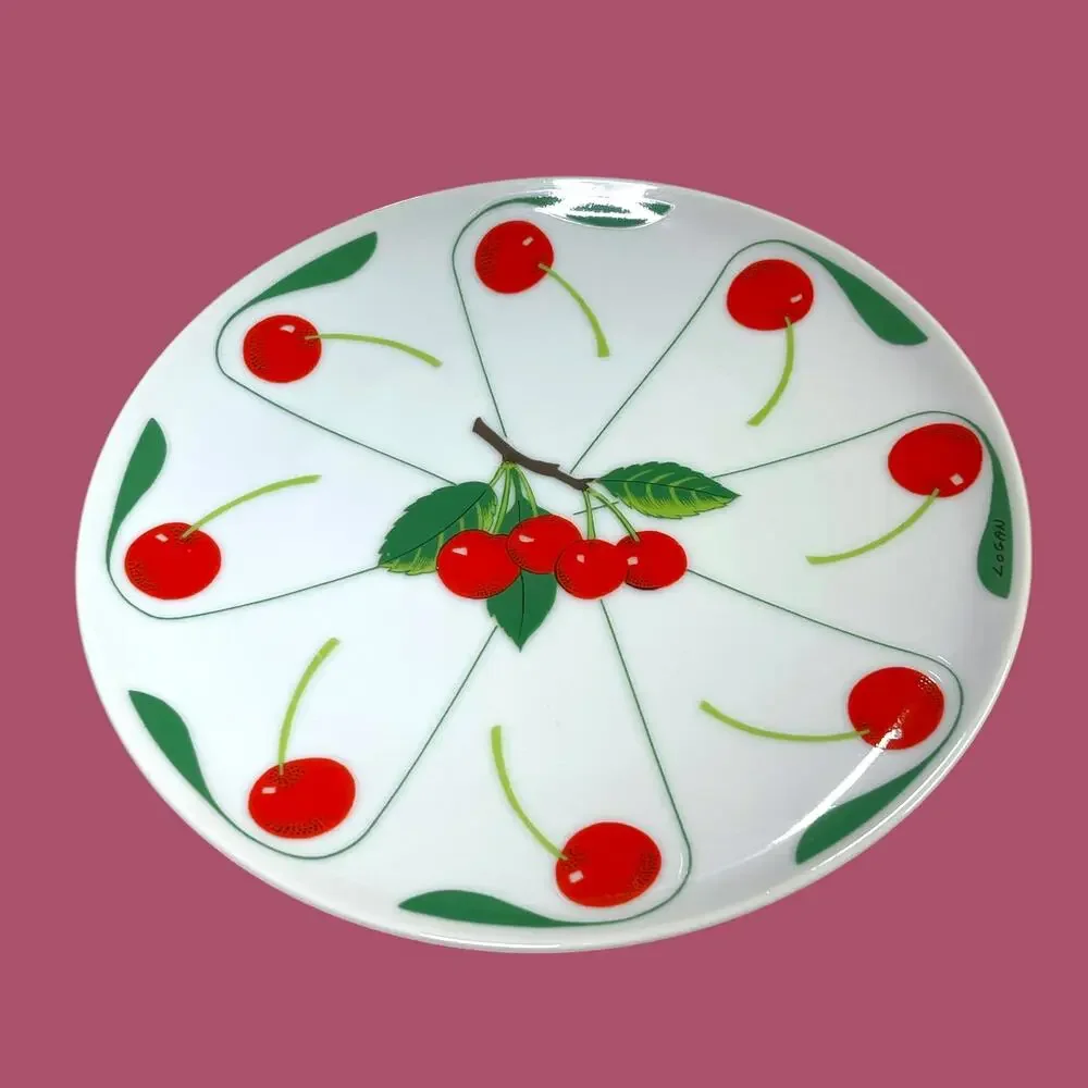 Vintage 1979 Stafford by Enola Fruit Time Cherry Plate 7.25” Retro Kitchen Decor